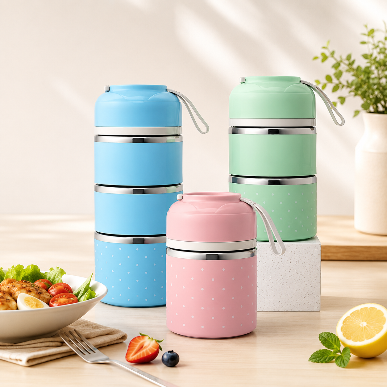 A Portable Stainless Steel Lunch Box